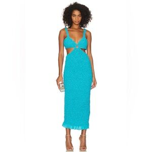 SAYLOR Crinkle Cut Out Kellyn Dress in Blue Hawaiian